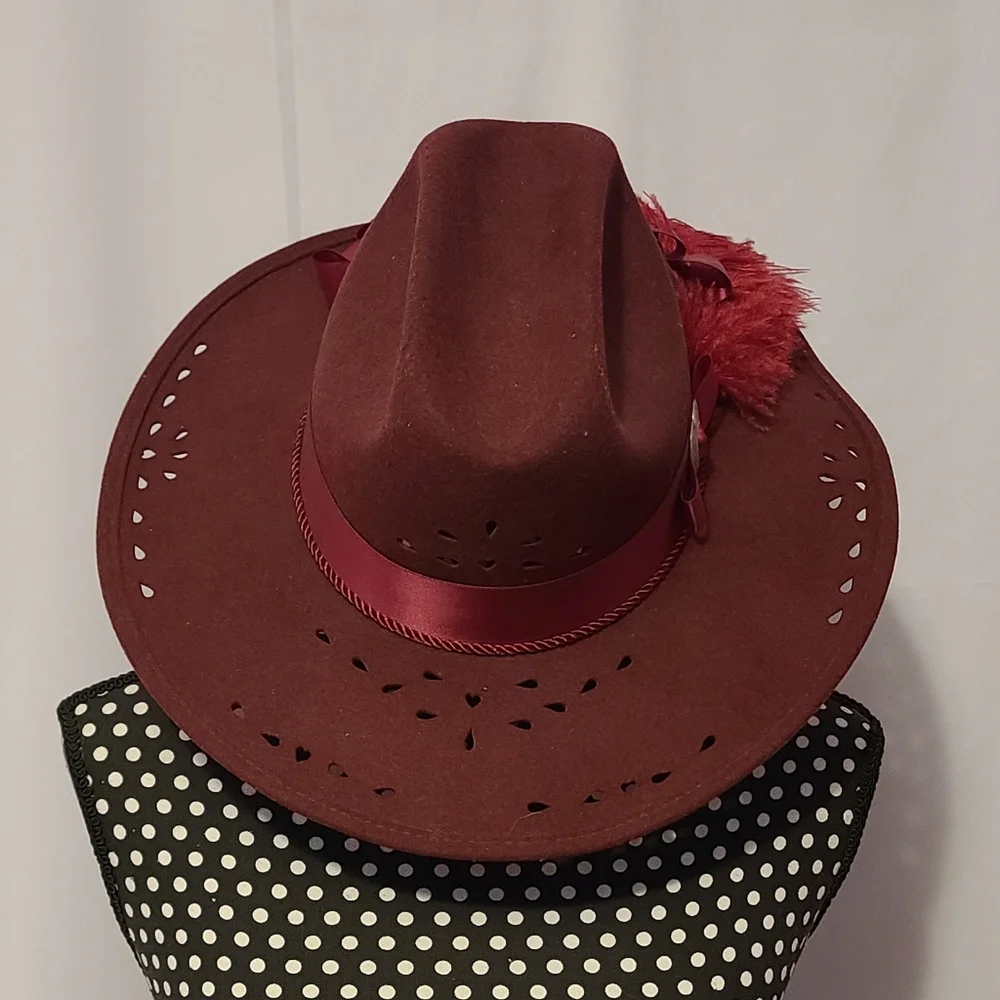 Hat She's A Lady Nancy Hughes Hat Co. 100% Wool Dark Burgundy